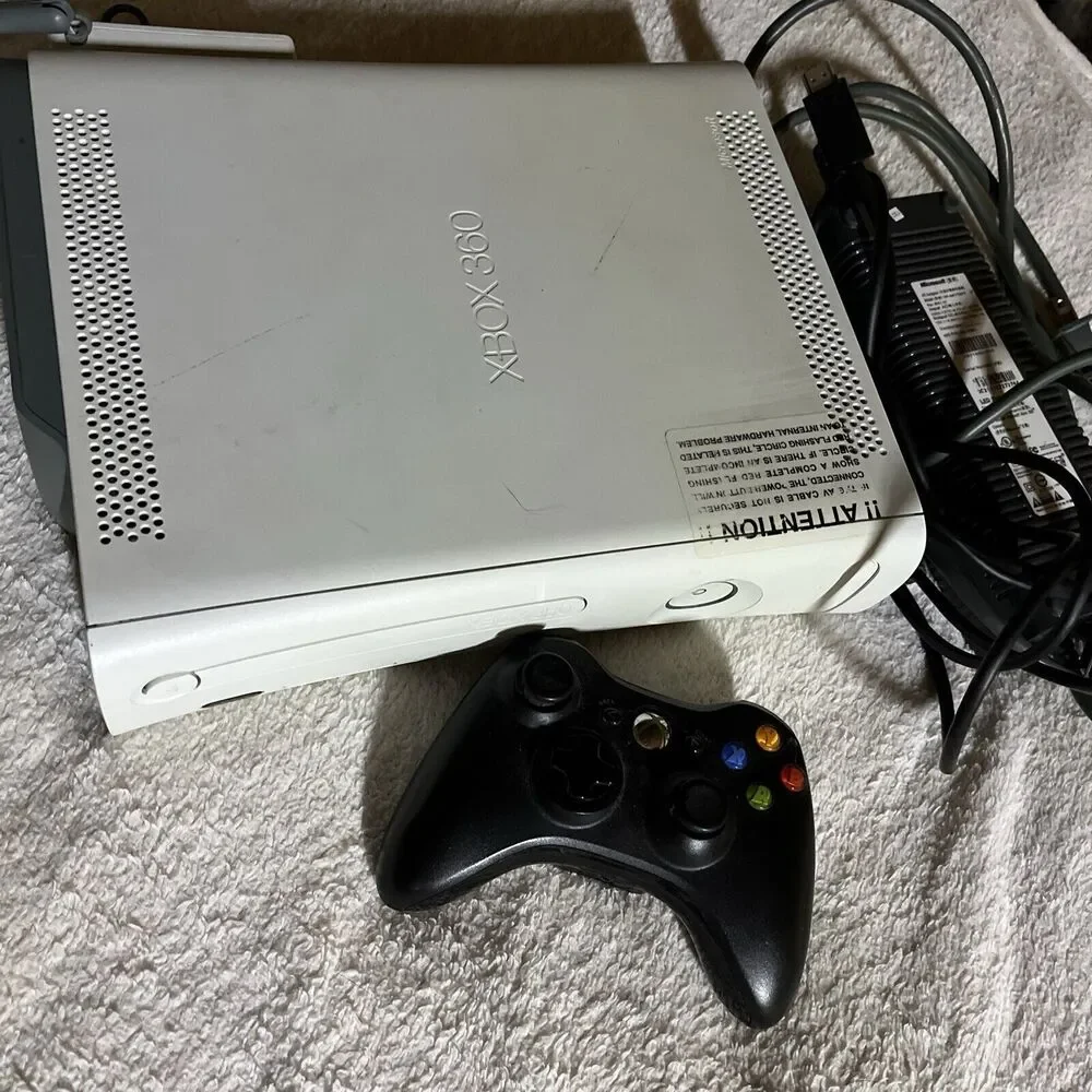 Microsoft Xbox 360 Lot 120GB White Console WiFi Extender Power Cord Controller